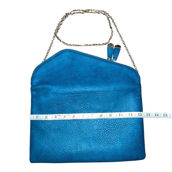 Urban Expressions Stella Clutch | Pebble Blue Vegan Leather | Gold Chain Strap - Picture 9 of 10